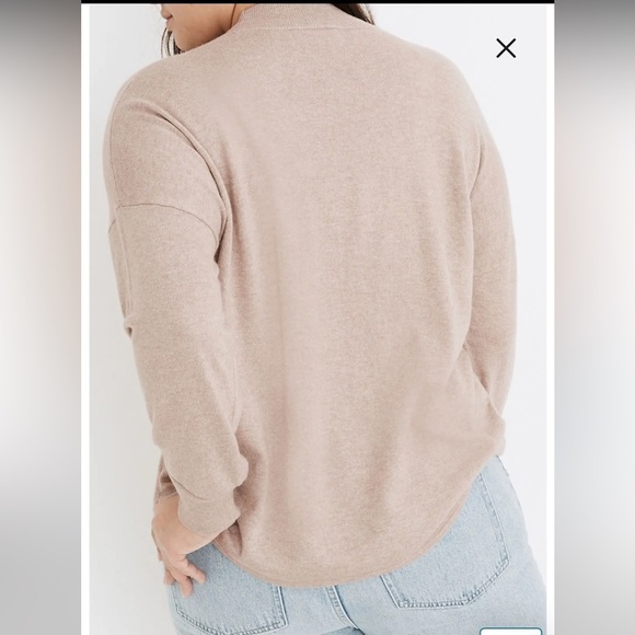 Madewell Ashbury Mock Neck Lightweight Tan Wool Alpaca Blend Sweater NWT - Picture 4 of 10